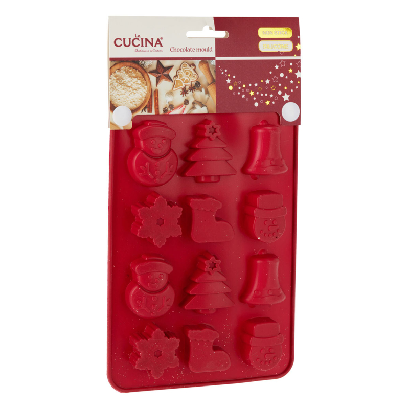 Χριστουγεννιάτικη Φόρμα Σιλικόνης Για 12 Σοκολατάκια (20x14x1) K-M Red 170492850