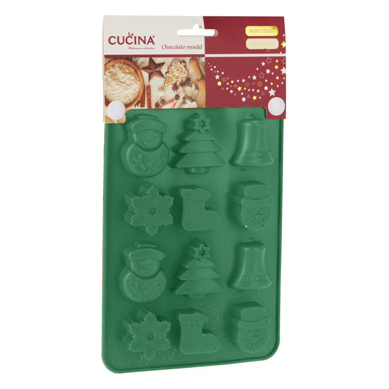 Χριστουγεννιάτικη Φόρμα Σιλικόνης Για 12 Σοκολατάκια (20x14x1) K-M Green 170492850