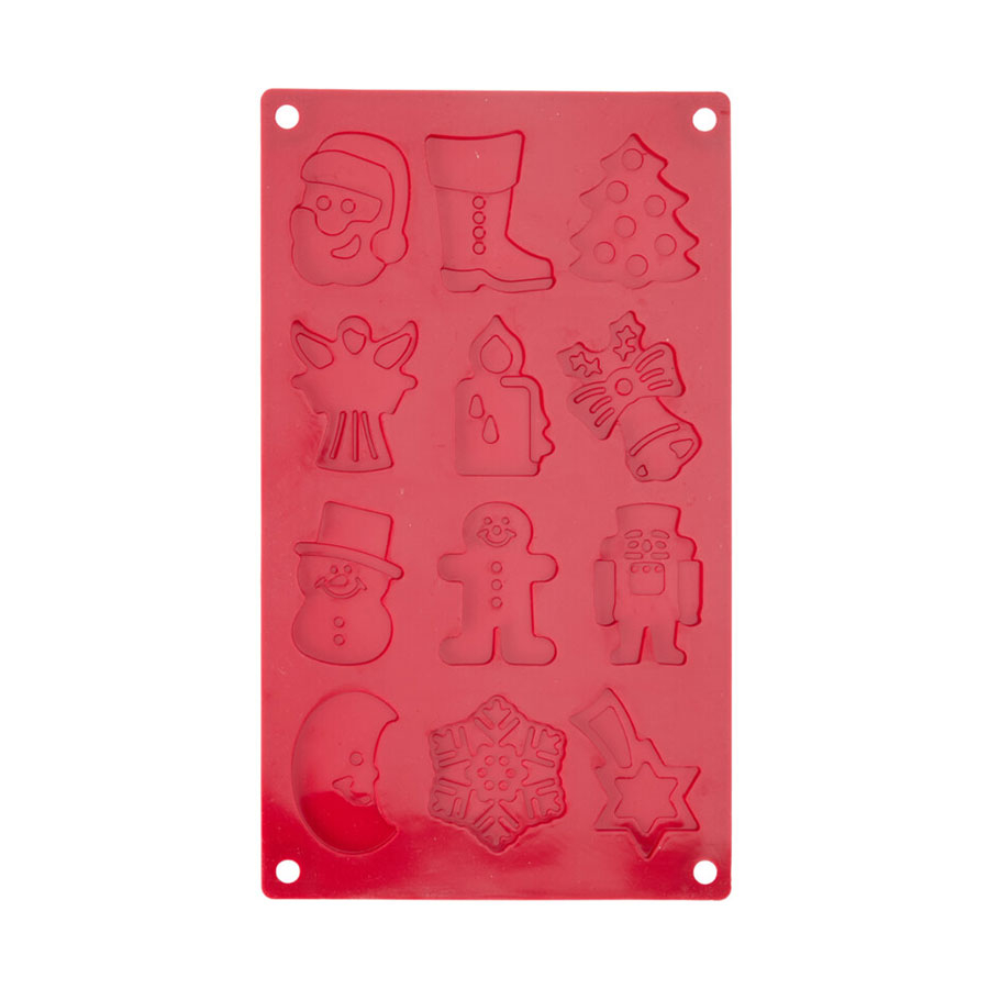 Spitishop Χριστουγεννιάτικη Φόρμα Σιλικόνης Για 12 Σοκολατάκια (29.5x17x0.5) K-M Red 170492880