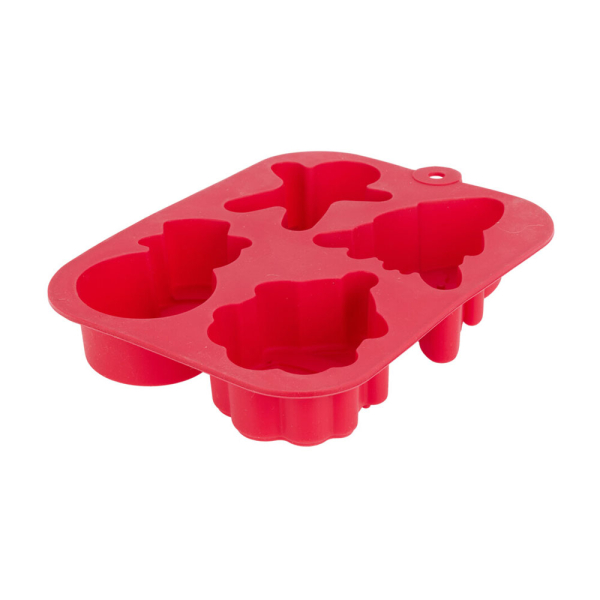 Χριστουγεννιάτικη Φόρμα Σιλικόνης Για 4 Κεκάκια (25.5x16x3) K-M Red 170492860