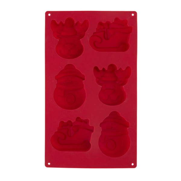 Χριστουγεννιάτικη Φόρμα Σιλικόνης Για 6 Κεκάκια (29.5x17.5x3.7) K-M Red 170492910