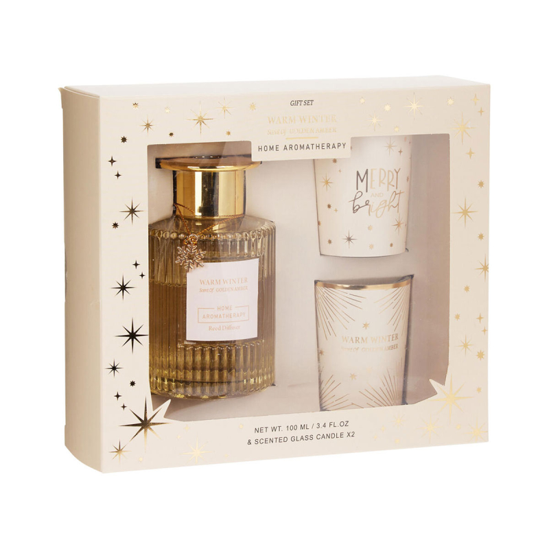 Χριστουγεννιάτικο Σετ Αρωματικών Χώρου 3τμχ K-M Beige ACC703330