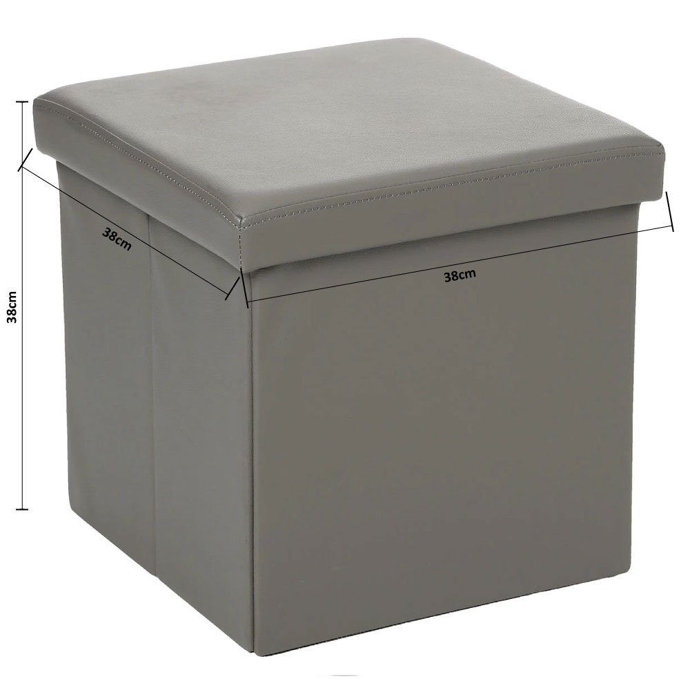 Σκαμπό με Αποθηκευτικό Χώρο (38X38X38) A-S Fold Grey 121266B Home Έπιπλα Spitishop