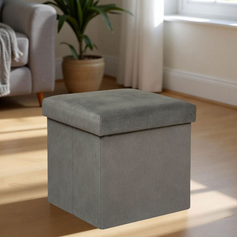 Σκαμπό Με Αποθηκευτικό Χώρο (38x38x38) A-S Lilou Grey 197332A