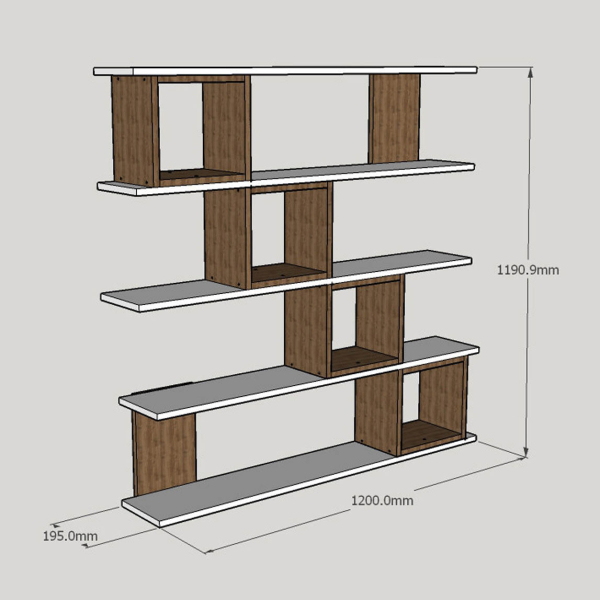 Βιβλιοθήκη Δαπέδου 10 Θέσεων (120x19.5x120) A-G Wind 745DCD3619 White/Walnut