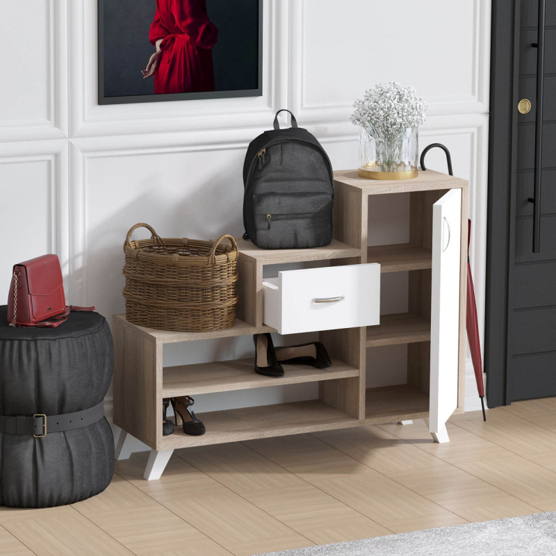 Έπιπλο Εισόδου - Παπουτσοθήκη Με Αποθηκευτικό Χώρο (90x33x77) A-G Retro 746JUG3985 Sonoma