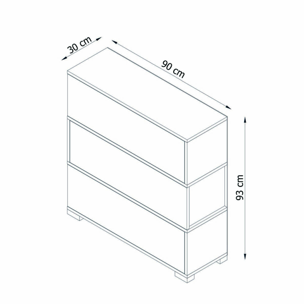 Παπουτσοθήκη Με 3 Ράφια/12 Θέσεων (90x30x93) A-G Napolyon 756FRN4004 White/Walnut