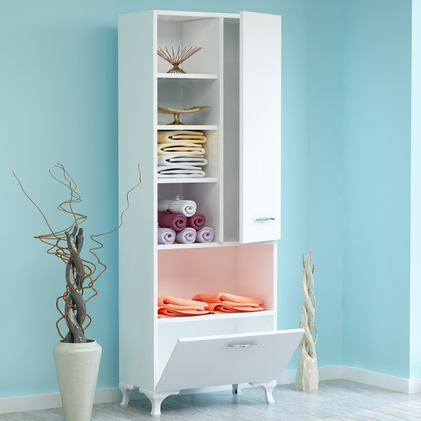 Ραφιέρα Δαπέδου 4 Θέσεων Με Ντουλάπια (60x31.5x164) A-G Sezen 788DEC3909 White