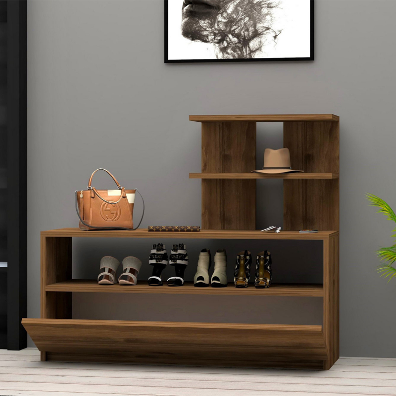 Έπιπλο Εισόδου - Παπουτσοθήκη Με Αποθηκευτικό Χώρο (100x29.6x85) A-G Airy 802CLP3907 Walnut