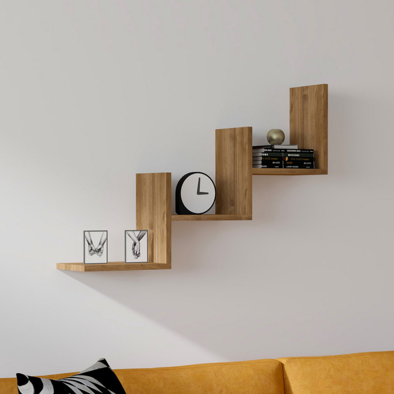 Ραφιέρα Τοίχου (90x19.6x60) A-G Mist 835PUQ1619 Walnut