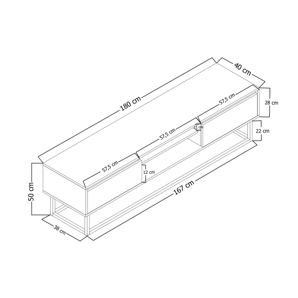 Έπιπλο Τηλεόρασης (180x40x50) A-G Laxus 878ALM3004 Walnut