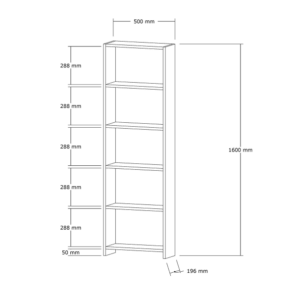 Βιβλιοθήκη Δαπέδου 5 Θέσεων (50x19.6x150) A-G New 835PUQ3627 White