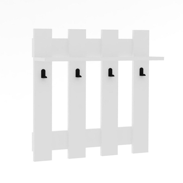 Κρεμάστρα Τοίχου 4 Θέσεων Με Ράφι (70x18x70) A-G Carina 835PUQ4004 White