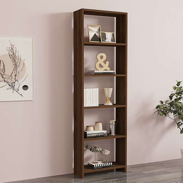 Βιβλιοθήκη Δαπέδου 5 Θέσεων (50x19.6x150) A-G New 835PUQ3633 Walnut