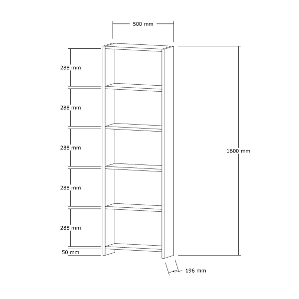 Βιβλιοθήκη Δαπέδου 5 Θέσεων (50x19.6x150) A-G New 835PUQ3633 Walnut