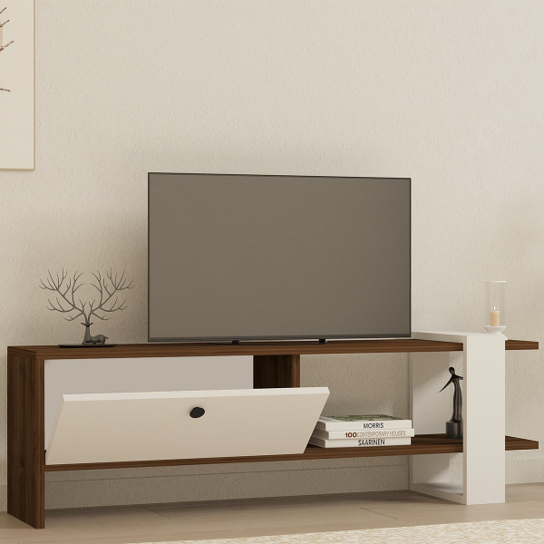 Έπιπλο Τηλεόρασης (120x25x36.8) A-G Gaye 835PUQ3025 Walnut/White