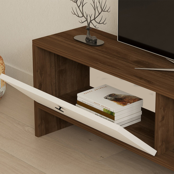 Έπιπλο Τηλεόρασης (120x25x36.8) A-G Gaye 835PUQ3025 Walnut/White