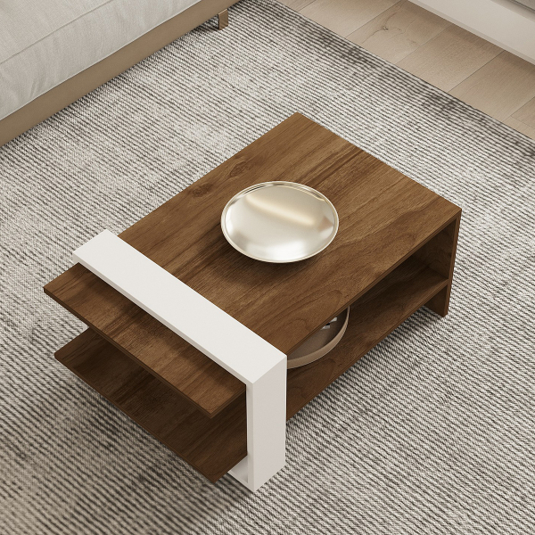Τραπέζι Σαλονιού Με Ράφι (80x50x35) A-G Gaye 835PUQ2816 Walnut/White