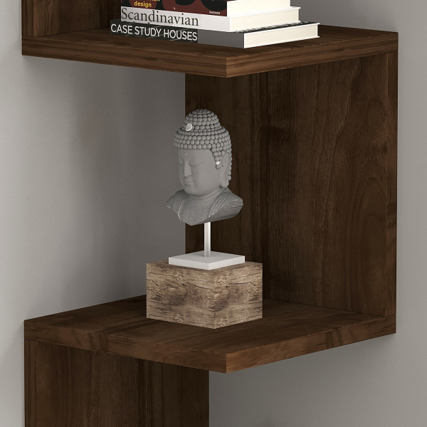 Γωνιακή Βιβλιοθήκη Τοίχου 3 Θέσεων (25x25x105.4) A-G Zikzak 835PUQ1634 Walnut