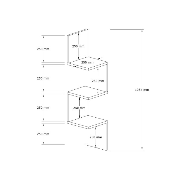 Γωνιακή Βιβλιοθήκη Τοίχου 3 Θέσεων (25x25x105.4) A-G Zikzak 835PUQ1634 Walnut