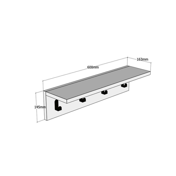 Κρεμάστρα Τοίχου 4 Θέσεων Με Ράφι (60x16.3x14.5) A-G Ayla 835PUQ1637 Walnut