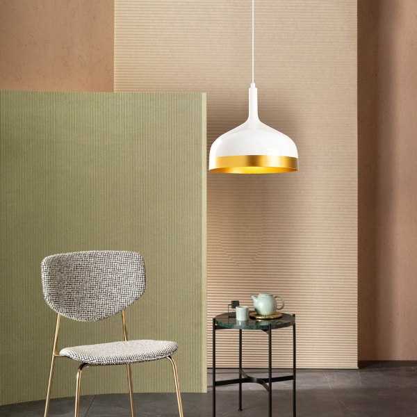 Φωτιστικό Οροφής Μονόφωτο A-G Saglam 892OPV1522 White/Gold