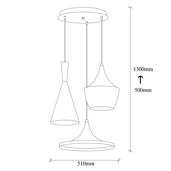 Φωτιστικό Οροφής Τρίφωτο A-G Elmas 892OPV1562 Black/Gold