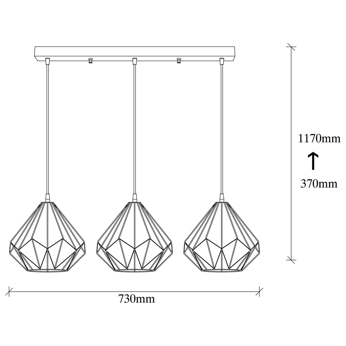 Φωτιστικό Οροφής Τρίφωτο A-G Diamond 521Shn3393 Black Home Φωτιστικά Spitishop