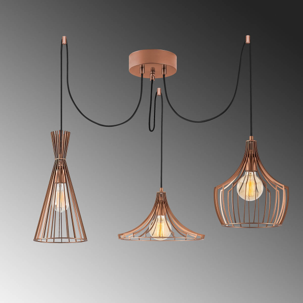 Φωτιστικό Οροφής Τρίφωτο A-G Mezopotamya 525NOR1611 Copper