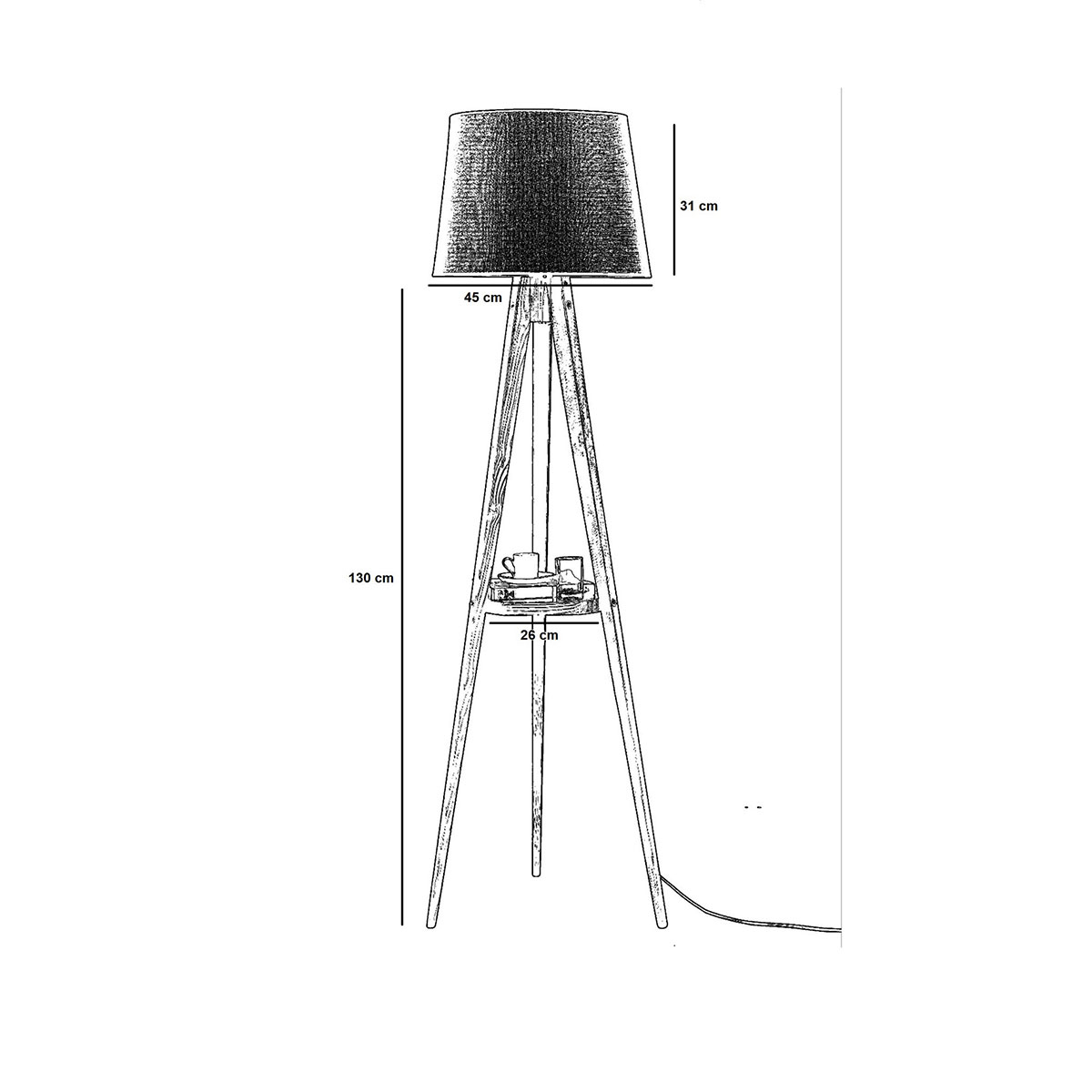Φωτιστικό Δαπέδου με Ράφι A-G Pramit 534Lun2174 Black Walnut Home Φωτιστικά Spitishop