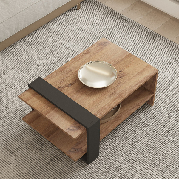 Τραπέζι Σαλονιού Με Ράφι (80x55x35) A-G Ova 835PUQ2826 Oak/Anthracite