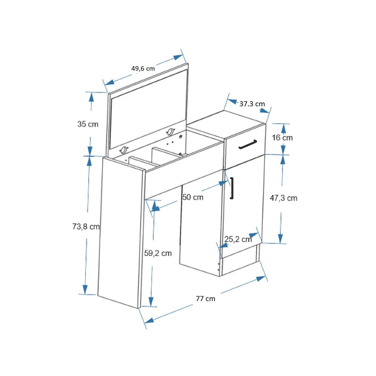 Μπουντουάρ με Καθρέφτη (77X37 3X108 8) A-G Inci 550Arn2201 White Home Έπιπλα Κρεβατοκάμαρας & Τουαλέτες Spitishop