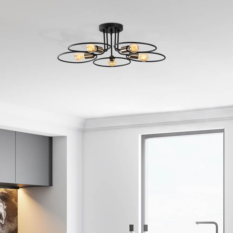 Φωτιστικό Οροφής Πολύφωτο A-G Circle 584TTM1295 Black