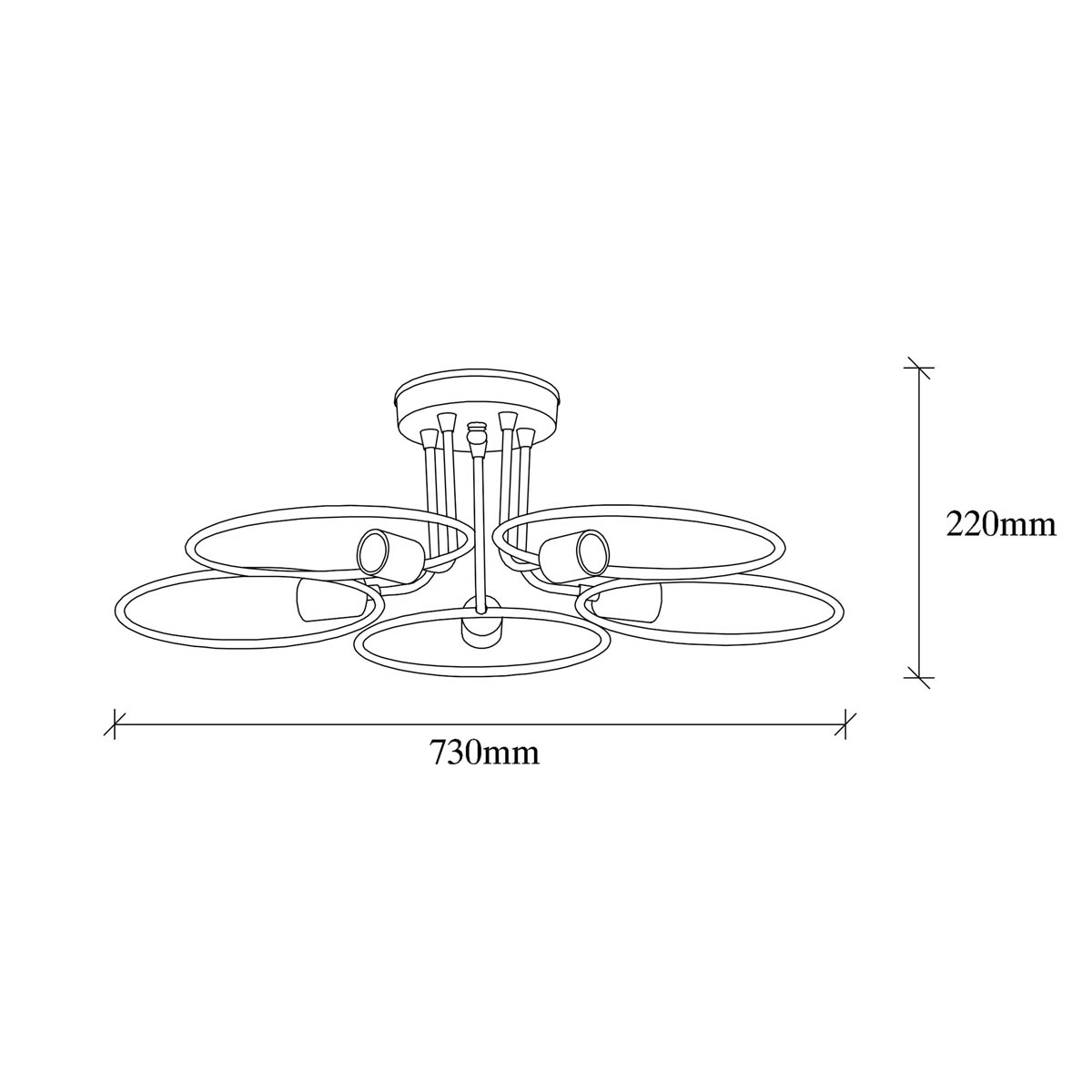 Φωτιστικό Οροφής Πολύφωτο A-G Circle 584Ttm1295 Black Home Φωτιστικά Spitishop