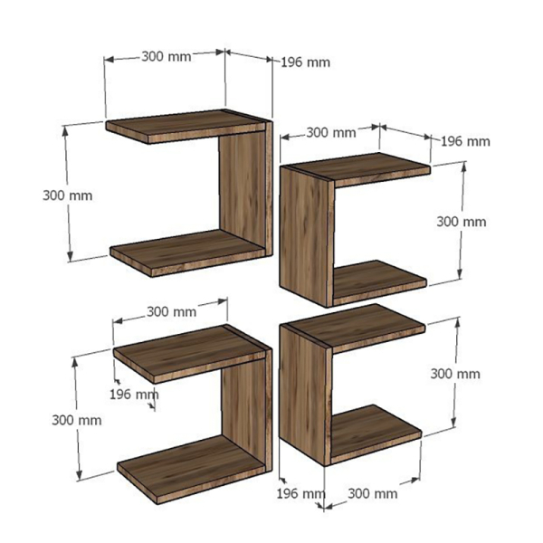 Ράφια Τοίχου (Σετ 4τμχ) A-G Base 495SSE1105 Oak