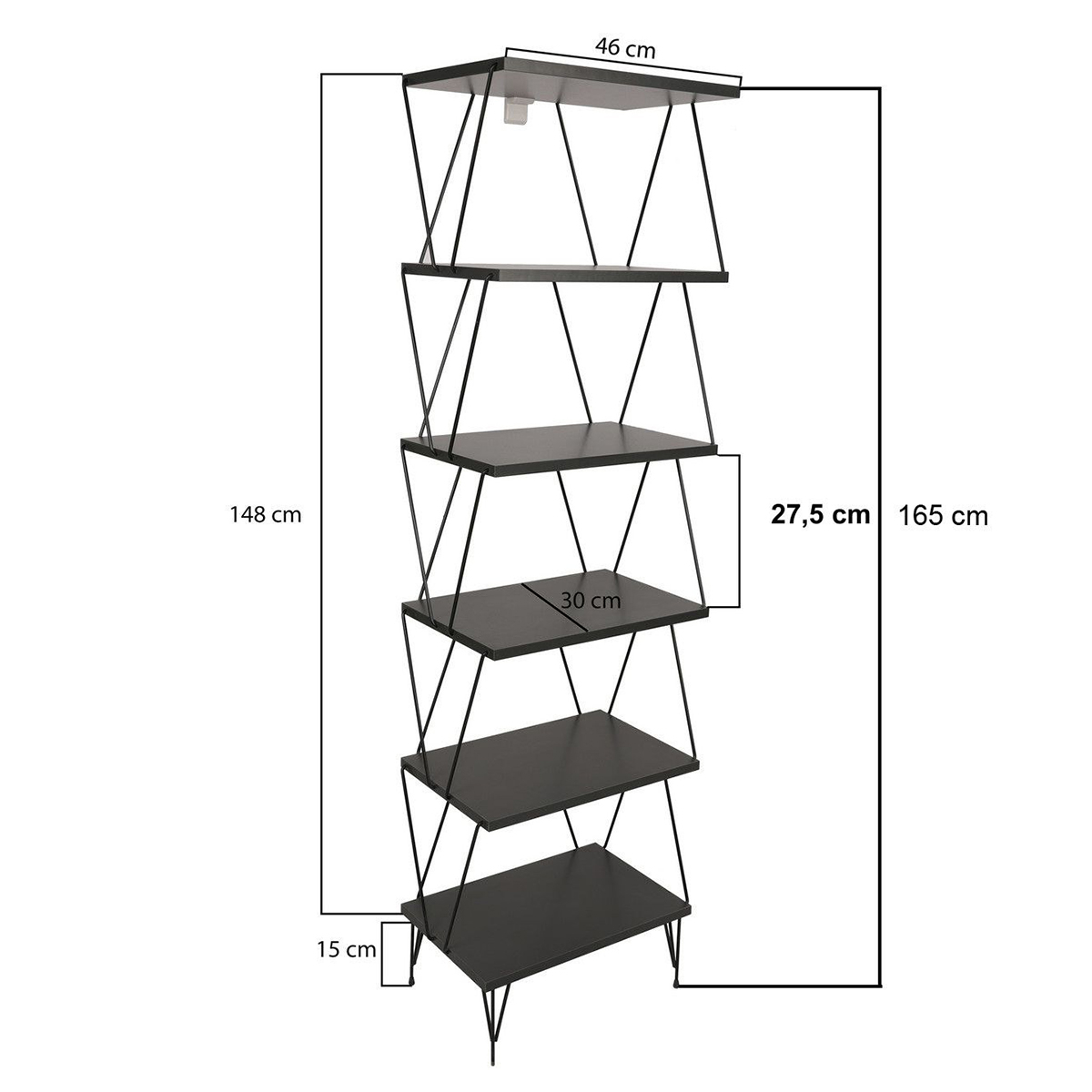 Ραφιέρα Δαπέδου 6 Θέσεων (46X30X165) A-G Balaban 854Kln4316 Anthracite Home Έπιπλα Βιβλιοθήκες - Ραφιέρες Spitishop