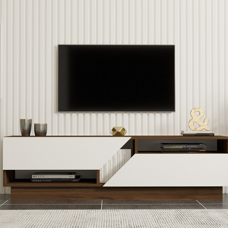 Έπιπλο Τηλεόρασης (160x40x45) A-G Koza 835PUQ3058 Walnut/White