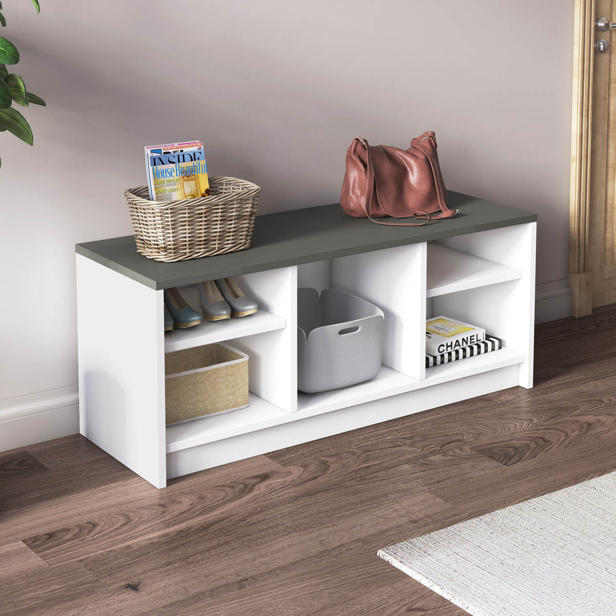 Spitishop Έπιπλο Εισόδου Με Αποθηκευτικό Χώρο (100x35x40) A-G London 475OLV1801 White/Anthracite