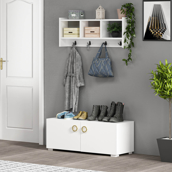 Κρεμάστρα Τοίχου 4 Θέσεων Με Ράφια (75.6x22x35) A-G Star 475OLV1902 White