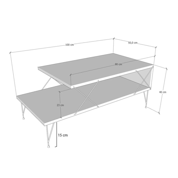 Τραπέζι Σαλονιού Με Ράφι (100x50x40) A-G Loire 854KLN2825 Anthracite