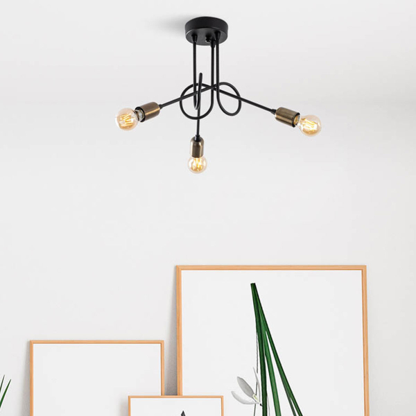 Φωτιστικό Οροφής Τρίφωτο A-G Viraj 942FLG1154 Black Antique