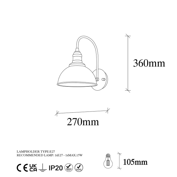Απλίκα Τοίχου A-G Varzan 942FLG2129 Black