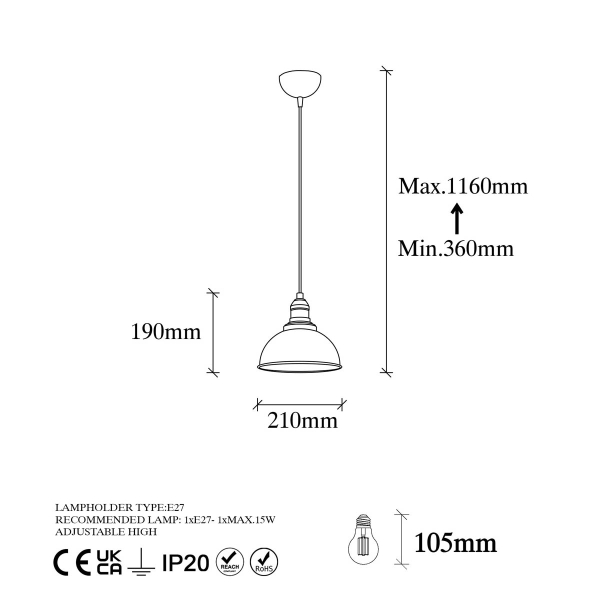 Φωτιστικό Οροφής Μονόφωτο A-G Varzan 942FLG2132 Black Antique