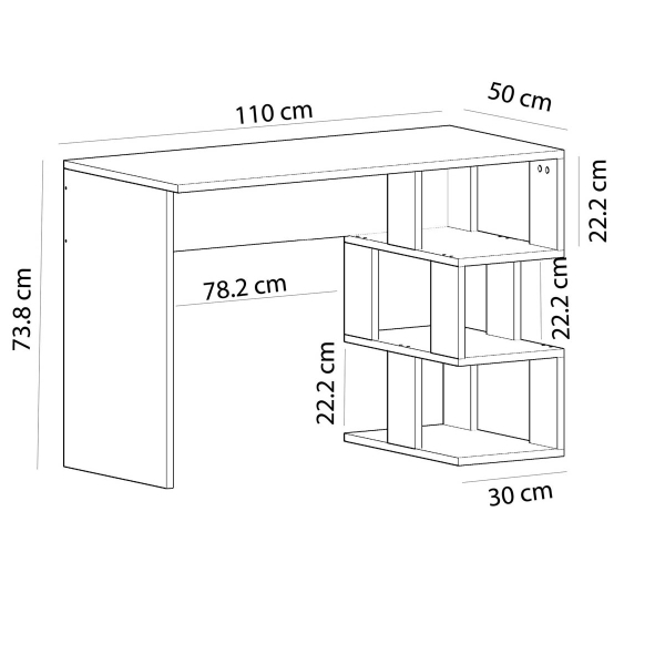 Γραφείο Με Βιβλιοθήκη (110x50x73.8) A-G Dardanos 475OLV1208 White