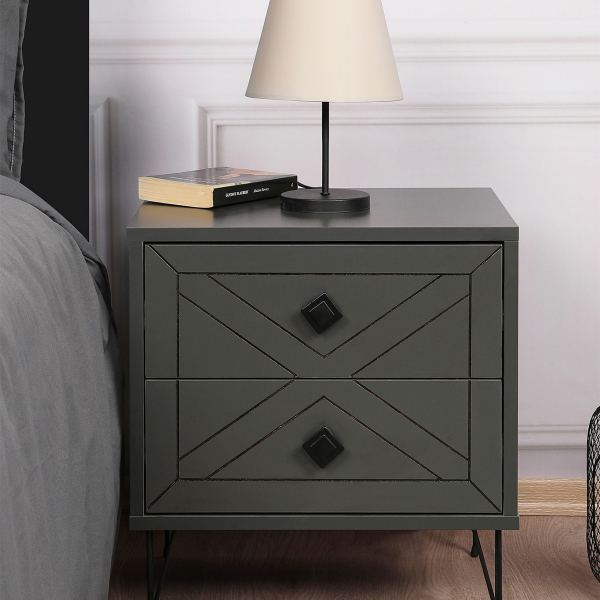 Κομοδίνο Με 2 Συρτάρια (50x40x55) A-G Luna 854KLN3310 Anthracite