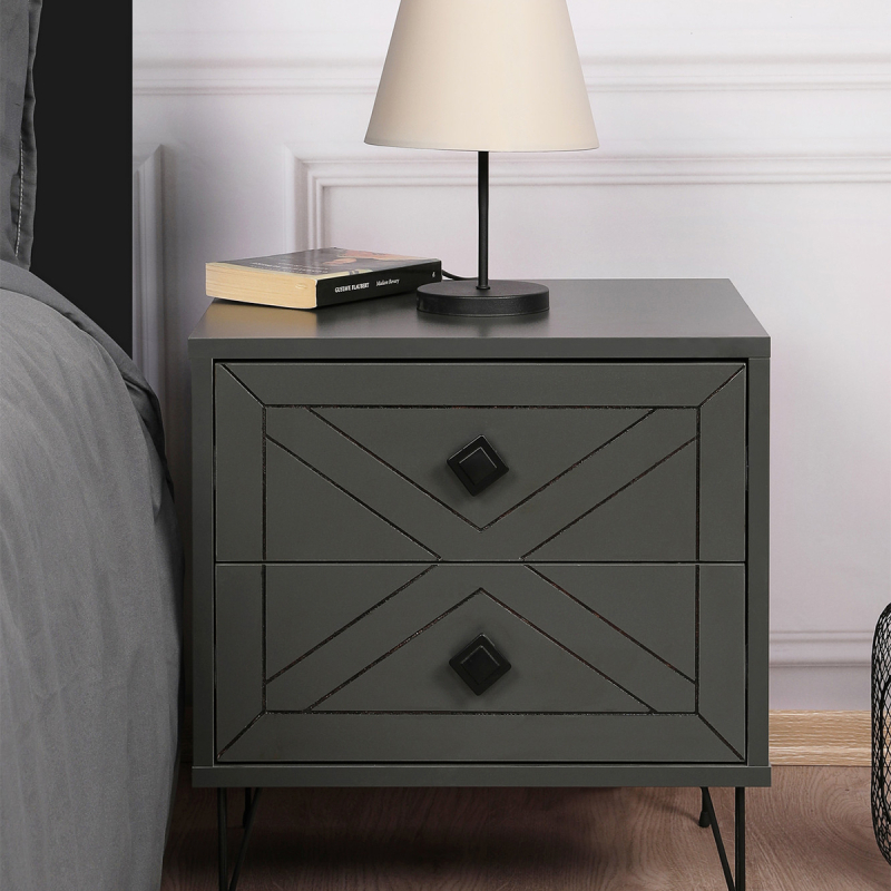 Κομοδίνο Με 2 Συρτάρια (50x40x55) A-G Luna 854KLN3310 Anthracite