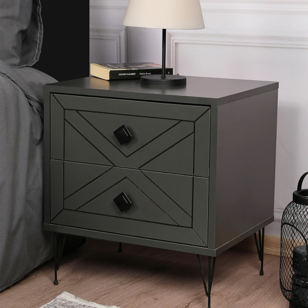 Κομοδίνο Με 2 Συρτάρια (50x40x55) A-G Luna 854KLN3310 Anthracite