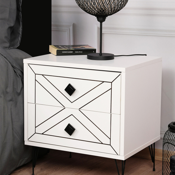 Κομοδίνο Με 2 Συρτάρια (50x40x55) A-G Luna 854KLN3313 White