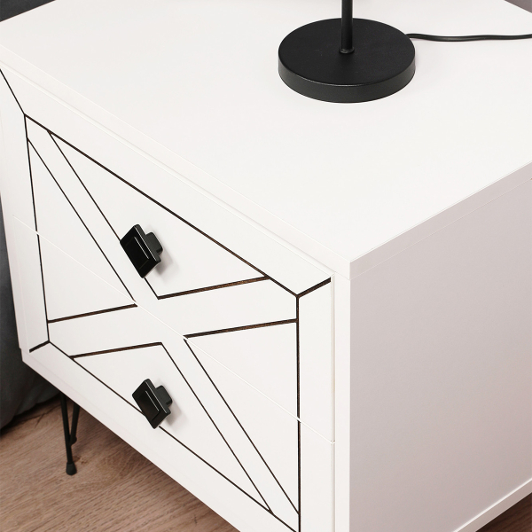 Κομοδίνο Με 2 Συρτάρια (50x40x55) A-G Luna 854KLN3313 White