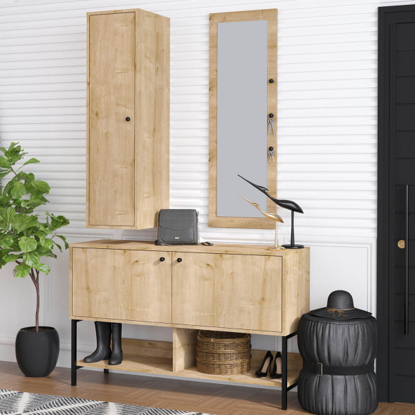 Έπιπλο Εισόδου Με Ντουλάπι & Καθρέφτη (Σετ) A-G Chumo 393MRD1125 Oak